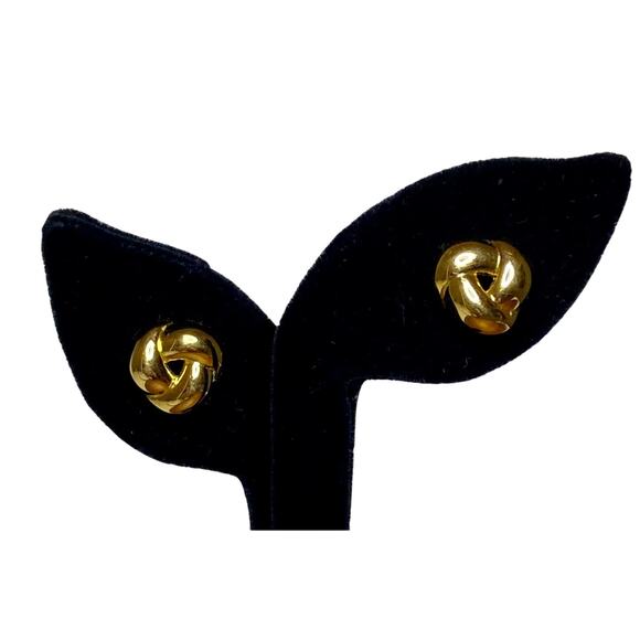 Monet Gold Tone Triangular Knot Post Earrings Chunky Elegant - Picture 1 of 5